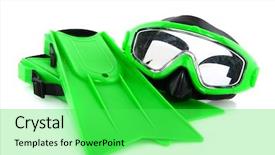  Presentation with kids playing - Amazing presentation theme having beach toys - green scuba gear for playing backdrop and a seafoam green colored foreground