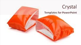  Presentation with pair - Presentation theme featuring beach toys - pair of orange inflatable water background and a sky blue colored foreground