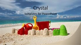  Presentation with sand - Cool new theme with beach toys in the sand backdrop and a  colored foreground