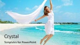  Presentation with freedom - Cool new presentation design with beach travel and vacation free backdrop and a light blue colored foreground