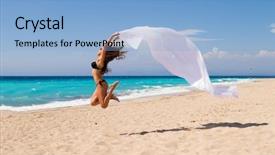  Presentation with fabric - Slides enhanced with beach travel and vacation free background and a  colored foreground