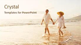  Presentation with happy retirement - Slide deck having beach travel vacation retirement background and a cream colored foreground