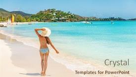  Presentation with luxury travel - Amazing presentation design having beach-travel-vacation-woman-walking backdrop and a lemonade colored foreground