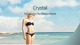  Presentation with black women beautiful woman - Theme consisting of beach traveling vacation holiday tourism background and a sky blue colored foreground