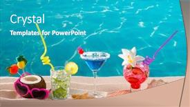  Presentation with hawaii - Slide set having beach tropical cocktails on white sand mojito blue hawaii on white sand background and a teal colored foreground