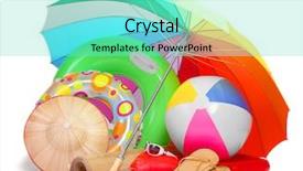  Presentation with umbrella protection - Theme with beach umbrella and floating water background and a seafoam green colored foreground