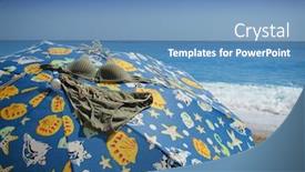  Presentation with umbrella - Slide deck with beach-umbrella-with-bikini-bra background and a teal colored foreground