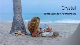  Presentation with coconut tree fruits - Presentation theme enhanced with beach under the coconut tree background and a light blue colored foreground