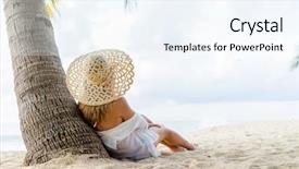  Presentation with coconut - Beautiful presentation design featuring beach under the coconut tree backdrop and a sky blue colored foreground