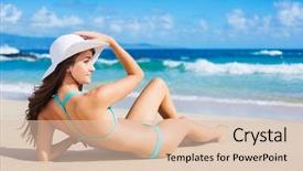  Presentation with beautiful skin and beach - Presentation design featuring frozen vareniki dumplings pie before boiling - traditional ukrainian food background and a violet colored foreground