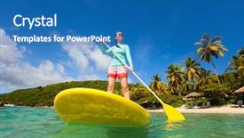  Presentation with being a single woman - Audience pleasing PPT layouts consisting of beach vacation paddling on stand backdrop and a teal colored foreground