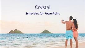  Presentation with honeymoon - Theme consisting of beach-vacation-tourists-couple-taking background and a sky blue colored foreground
