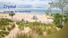  Presentation with trail - Slide set having beach view from sand dune background and a sky blue colored foreground