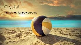  Presentation with beach ball - Presentation design enhanced with beach-volleyball-game-ball-under background and a yellow colored foreground