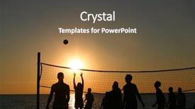  Presentation with volleyball - Slide set having beach volleyball game background and a dark gray colored foreground