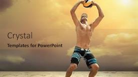  Presentation with beach volleyball - Cool new theme with beach-volleyball-player-in-action backdrop and a coral colored foreground