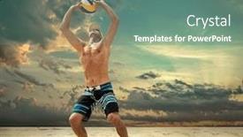  Presentation with beach volleyball - Amazing theme having beach-volleyball-player-in-action backdrop and a ocean colored foreground