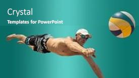  Presentation with beach volleyball - Presentation theme enhanced with beach-volleyball-player-in-action background and a teal colored foreground