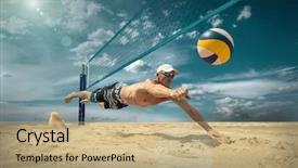  Presentation with beach volleyball - Slide set with beach volleyball player in action background and a coral colored foreground