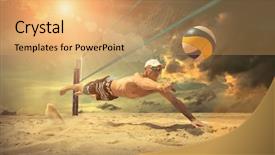  Presentation with beach volleyball - Beautiful PPT layouts featuring beach volleyball player in action backdrop and a yellow colored foreground