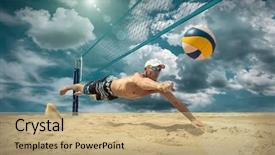  Presentation with beach volleyball - PPT layouts enhanced with beach volleyball player in action background and a coral colored foreground