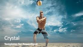  Presentation with beach volleyball - Amazing PPT layouts having beach volleyball player in action backdrop and a seafoam green colored foreground