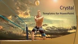 Presentation with beach volleyball - PPT layouts consisting of beach volleyball player in action background and a yellow colored foreground