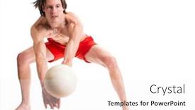  Presentation with beach volleyball - Presentation design featuring beach-volleyball-player-studio-shot background and a sky blue colored foreground