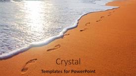 Presentation with footprints - Audience pleasing PPT theme consisting of beach wave and footprints backdrop and a red colored foreground