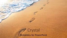  Presentation with footprints - Colorful presentation theme enhanced with beach-wave-and-footprints backdrop and a gold colored foreground