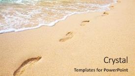  Presentation with footprints sand - Slides consisting of beach wave and footprints background and a lemonade colored foreground