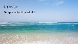  Presentation with footprints - Audience pleasing PPT theme consisting of beach wave and footprints at sunset time backdrop and a light blue colored foreground