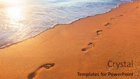  Presentation with footprints - Cool new PPT layouts with beach wave and footprints backdrop and a red colored foreground
