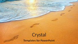  Presentation with footprints - Amazing slide set having beach wave and footprints at sunset time backdrop and a gold colored foreground