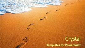  Presentation with sunset beach - Amazing theme having beach wave and footsteps backdrop and a crimson colored foreground