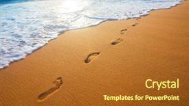  Presentation with wave - Colorful PPT layouts enhanced with beach wave and footsteps backdrop and a tawny brown colored foreground