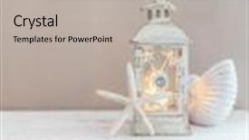  Presentation with beach wedding - Amazing slide deck having decor natural seashell and lantern backdrop and a light gray colored foreground