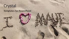  Presentation with love words - Cool new theme with beach with a hawaiian backdrop and a mint green colored foreground
