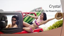  Presentation with sports car - Beautiful PPT layouts featuring beach with a red car backdrop and a white colored foreground