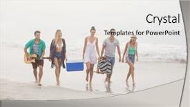  Presentation with friends - Slide set featuring beach with cooler box background and a white colored foreground