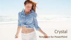  Presentation with vacation - Presentation design consisting of beach with copy space background and a sky blue colored foreground