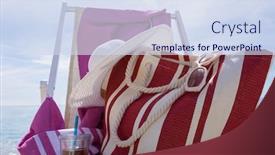  Presentation with beach bag - Cool new PPT theme with beach with deck chair towel bag hat and sunglasses backdrop and a sky blue colored foreground