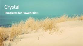  Presentation with calm sea - Presentation design having beach with dunes and grass background and a seafoam green colored foreground