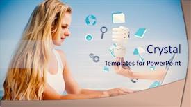  Presentation with composite - Cool new presentation theme with beach with hand holding bulb backdrop and a sky blue colored foreground