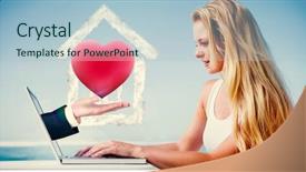  Presentation with fetal heart beat - PPT theme enhanced with her laptop at the beach background and a  colored foreground