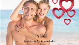  Presentation with romantic birthday couple celebrate - Beautiful presentation featuring beach with heart shape backdrop and a coral colored foreground