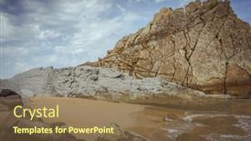  Presentation with beach rocks - Presentation theme having beach-with-rocks-in-summer background and a violet colored foreground