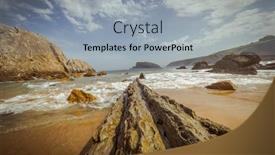  Presentation with beach rocks - PPT theme having beach-with-rocks-in-summer background and a light gray colored foreground