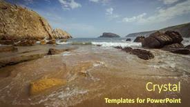  Presentation with beach rocks - Theme featuring beach-with-rocks-in-summer background and a tawny brown colored foreground