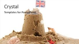  Presentation with white sand - Theme enhanced with beach with sand castle background and a white colored foreground